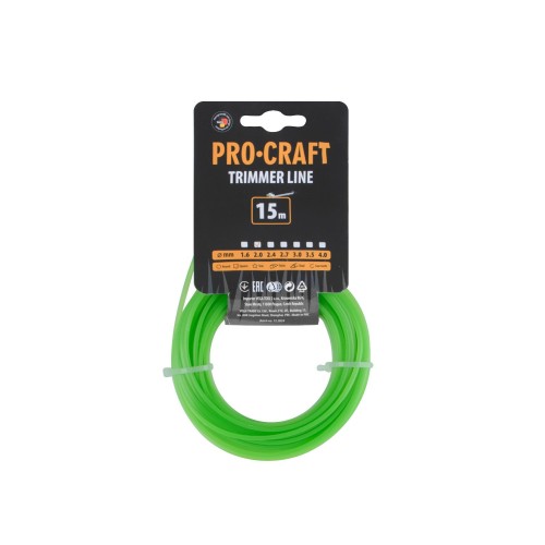 Struna žací  (2mm) (15m) čtverec PROCRAFT KV-2/15 | KV-2/15