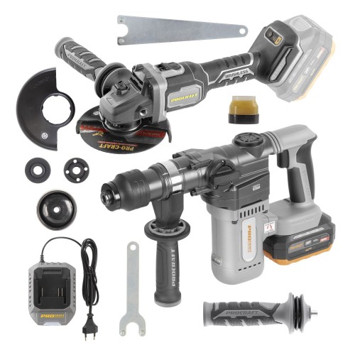 Sada aku vrtací kladivo Procraft Industrial HD20A a úhlová bruska Procraft Industrial AG125Bbb | SHD20A/AG125B-BB