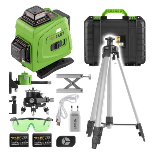 Křížový, samonivelační laser se stativem Procraft LE-4G | SLE-4G/Laser Level Tripod