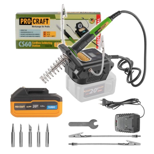 Sada aku pájecí stanice Procraft SCS60 + baterie 20/4 Turbo a nabíječka 20/1 | SCS60