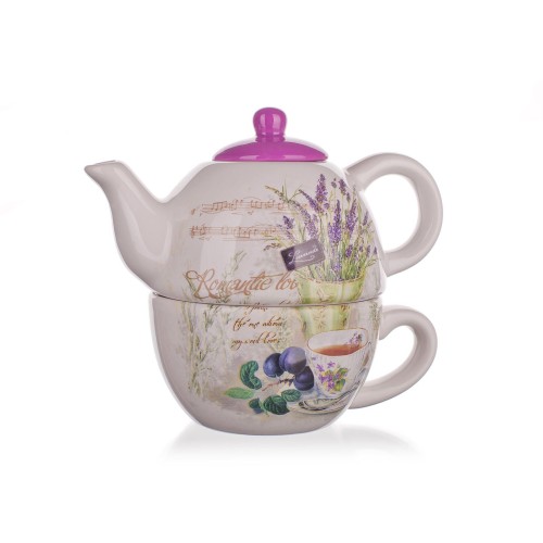 konvička 360ml + šálek 330ml LAVENDER keramika