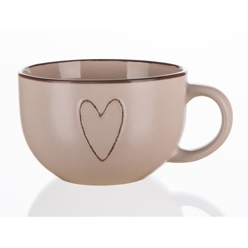 hrnek JUMBO 730ml HEART BÉŽ keramický