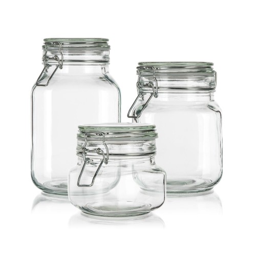 dóza hermetická EREA sada 3díl.(0,5+1+2l) skl.s patentním uzávěrem