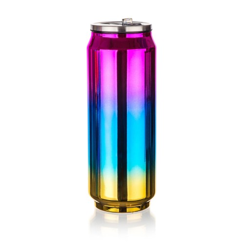 termoska 0,43l plechovka BE COOL nerez DUHOVA RŮŽ