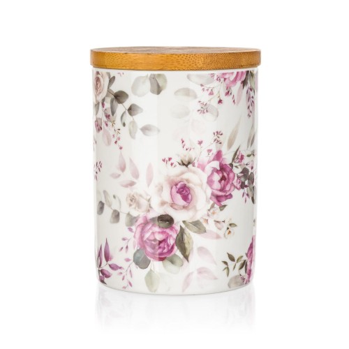 dóza pr.10x13cm ROSE keramická s víkem dřev.