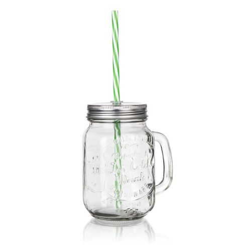 hrnek 450ml MADEIRA, s víčkem a brčkem, sklo/kov/PH