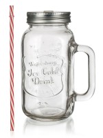 hrnek 700ml MADEIRA, s víčkem a brčkem, sklo/kov/PH