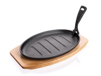 pánev 27x17,5cm GRADA litina + dřev.prkénko