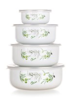 miska sada 8díl. (10,14,16,18cm + 4 víčka) smalt OLIVES