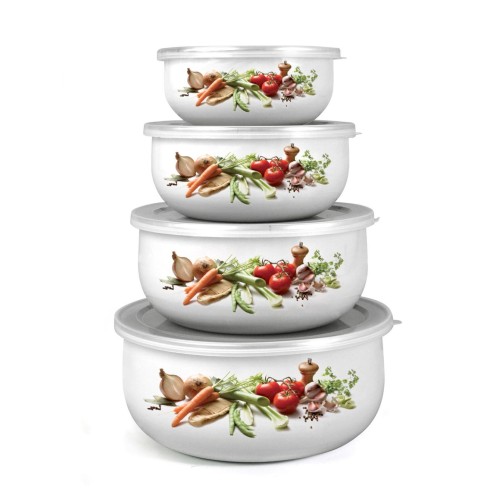 miska sada 8díl. (10,14,16,18cm + 4 víčka) smalt BELLY