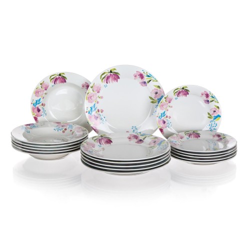 sada jídelní PINK FLOWERS 18díl. porcelánová BÍ