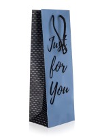 taška dárková na láhev 12x35x9cm JUST FOR YOU BLUE