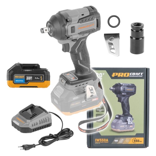 Sada aku rázový utahovák Procraft Industrial IW550A  + baterie 20/4 Industrial a nabíječka C20/2 | SIW550Abb/20-4indu/C20-2