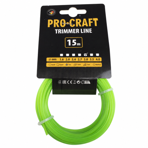 Struna žací (s výstuhou) (3mm) (15m) hvězda PROCRAFT ZI/J-3/15 | ZI/J-3/15