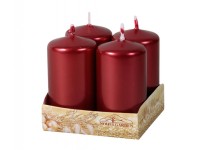 svíčka adventní 60x40mm červená metal lesk 4ks